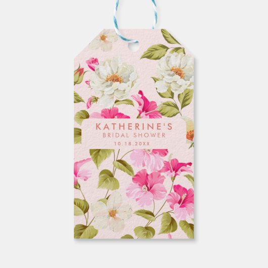 Blush roze bloementuinbloemen Vrijgezellenfeest Cadeaulabel (Achterkant)