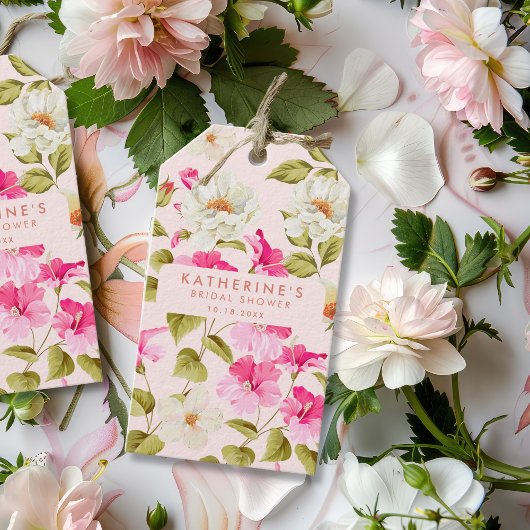 Blush roze bloementuinbloemen Vrijgezellenfeest Cadeaulabel