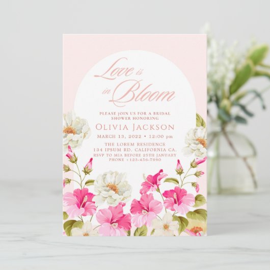 Blush roze bloementuinbloemen Vrijgezellenfeest Kaart (Staand voorkant)