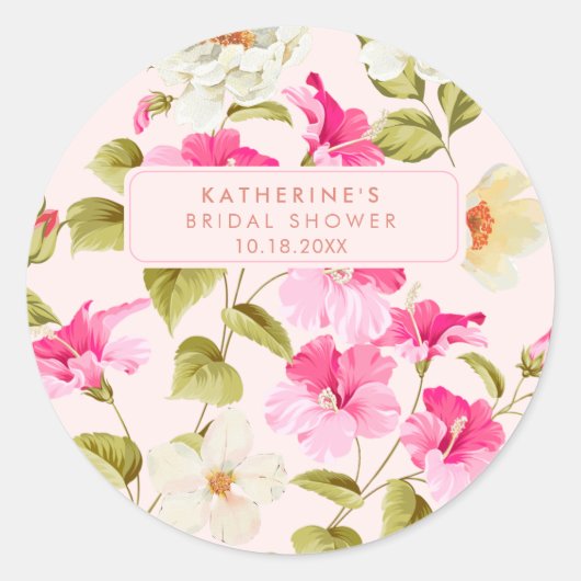 Blush roze bloementuinbloemen Vrijgezellenfeest Ronde Sticker (Voorkant)