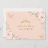 Blush roze bloemenvlinders quinceañera zoet 16 save the date (Achterkant)