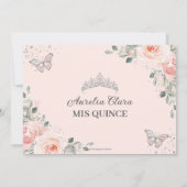 Blush roze bloemenvlinders quinceañera zoet 16 save the date (Achterkant)