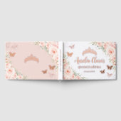 Blush roze bloemenvlinders Roos gouden Quince XV Gastenboek (Volledig)