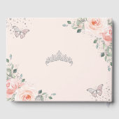 Blush roze bloemenvlinders zilver quinceañera gastenboek (Achterkant)