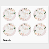 Blush roze bloemenwilde bloemen bruids dank u ronde sticker (Vel)