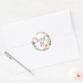 Blush roze bloemenzoete zestien ronde sticker (Envelop)