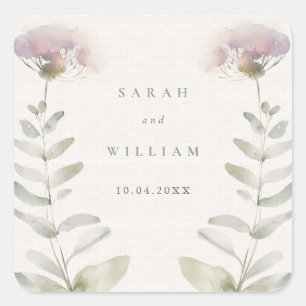 Blush roze bloemetjes Wedding Sticker
