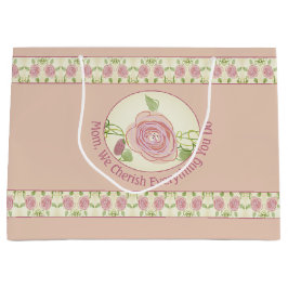 Blush roze bloemig met patroon groot cadeauzakje