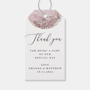 Blush Roze Bloemmaan Elegante Trouw Dank Je Cadeaulabel