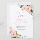 Blush & Roze bloemmeisjes 2e verjaardag Foto Kaart (Voorkant)