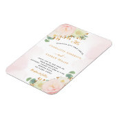 Blush roze bloemmonogram bruiloft magneet (Linkerzijde)