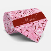 Blush roze bloemmotief stropdas (Opgerold)