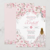 Blush Roze Bloesem Elegante Bloem Quinceanera Kaart (Voorkant / Achterkant)