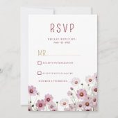 Blush roze bloesem kosmos bloem RSVP Kaart (Voorkant)
