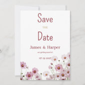 Blush roze bloesem kosmos bloem Save the Date Kaart (Voorkant)