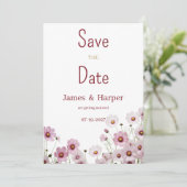 Blush roze bloesem kosmos bloem Save the Date Kaart (Staand voorkant)