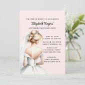 Blush roze blond bruids douche uitnodiging (Staand voorkant)