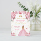 Blush roze blond haar prinses Sweet Sixteen Briefkaart (Staand voorkant)