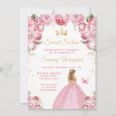 Blush roze blond haar prinses Sweet Sixteen Kaart (Voorkant)