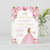 Blush roze blond haar prinses Sweet Sixteen Kaart (Staand voorkant)
