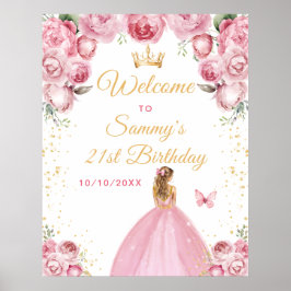 Blush Roze Blonde Haar Prinses Verjaardag Welkom Poster