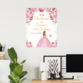 Blush Roze Blonde Haar Prinses Verjaardag Welkom Poster (Thuiskantoor)