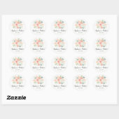 Blush Roze Bloom Bloemen Waterverf Bruiloft Ronde Sticker (Vel)