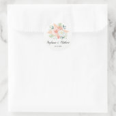 Blush Roze Bloom Bloemen Waterverf Bruiloft Ronde Sticker (Tas)