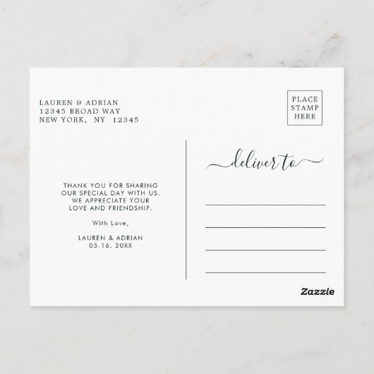 Blush Roze Bloom Bruiloft Dank u Foto Briefkaart (Achterkant)