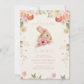Blush roze bloom floral Bunny Baby shower Kaart (Voorkant)