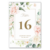 Blush Roze Bloom Goud Lijst Trouwtafel Nummer Kaart (Voorkant)