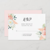 Blush Roze Blooms Bloemen Bloemen Bloemen Waterver RSVP Kaartje (Voorkant / Achterkant)