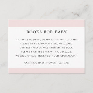 Blush Roze Boek Aanvraag Baby shower Informatiekaartje