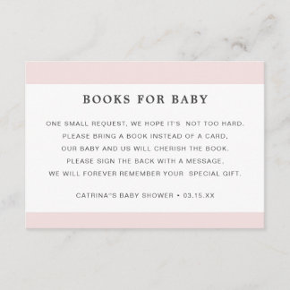 Blush Roze Boek Aanvraag Baby shower Informatiekaartje