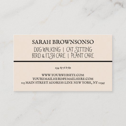 Blush Roze Boerderij Animal Watch Veterinary Visitekaartje (Achterkant)