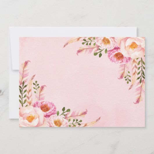 Blush Roze Boheemse Bloemen Sweet 16 Verjaardag Kaart (Achterkant)