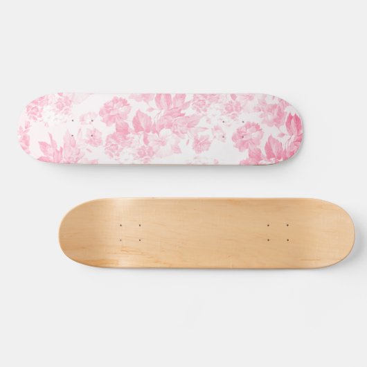 Blush roze bohemian elegante  bloemenkleur persoonlijk skateboard (Horizontaal)