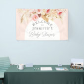 Blush roze Boho Arch Floral Pampas Baby shower Spandoek (Beurs)