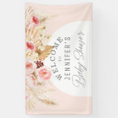 Blush roze Boho Arch Floral Pampas Baby shower Spandoek (Verticaal)