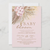 Blush Roze Boho Bloemen Baby Meisje Douche Kaart (Voorkant)