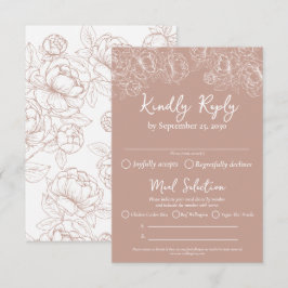 Blush Roze Boho Bloemen Trouwmaaltijd Opties en RSVP Kaartje