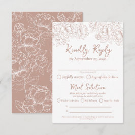 Blush Roze Boho Bloemen Trouwmaaltijd Opties en RSVP Kaartje