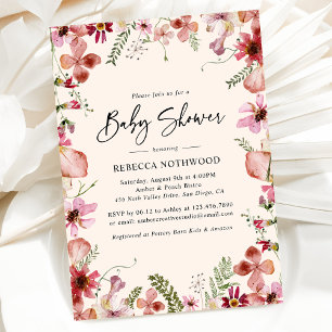 Blush Roze Boho Druk op Floral Baby Girl Shower Kaart