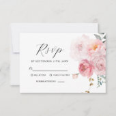 Blush Roze Boho Garden Elegante Bloemen Huwelijk RSVP Kaartje (Voorkant)