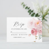 Blush Roze Boho Garden Elegante Bloemen Huwelijk RSVP Kaartje (Staand voorkant)