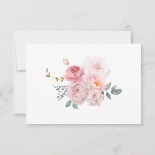 Blush Roze Boho Garden Elegante Bloemen Huwelijk RSVP Kaartje (Achterkant)