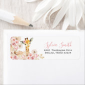 Blush Roze Boho Giraffe Baby shower Adreslabel Etiket (Insitu)