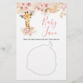 Blush Roze Boho Giraffe Baby shower Baby Gezicht (Voorkant)