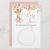 Blush Roze Boho Giraffe Baby shower Baby Gezicht (Voorkant / Achterkant)