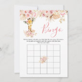 Blush Roze Boho Giraffe Baby shower Bingogame Kaart (Voorkant)